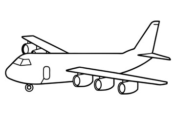 cargo plane line art silhouette vector illustration