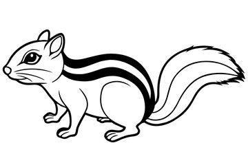 chipmunk line art silhouette vector illustration