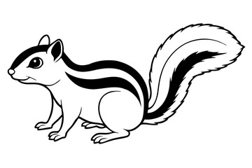 chipmunk line art silhouette vector illustration