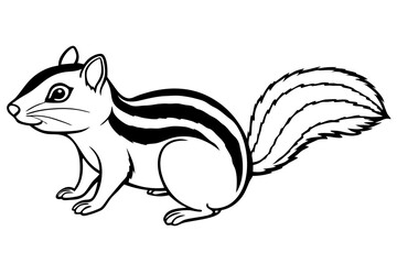 chipmunk line art silhouette vector illustration