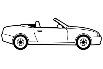 convertible line art silhouette vector illustration