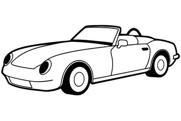 convertible line art silhouette vector illustration
