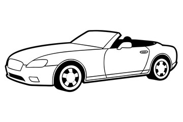 convertible line art silhouette vector illustration