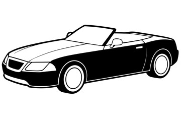 convertible line art silhouette vector illustration