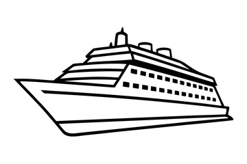 Obraz premium cruise ship line art silhouette vector illustration