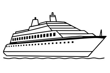 Fototapeta premium cruise ship line art silhouette vector illustration