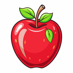 red apple with leaf