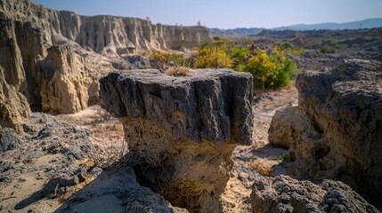 Bizarre rock formation desert landscape nature photography arid environment wide shot unique geography