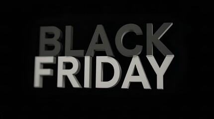 Modern Dramatic 3D Black Friday Sale Text Design on Black Backdrop - Discount Deals Retail Promotion Banner Advertisement