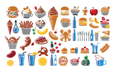 A junk foods vector icons  on a white background