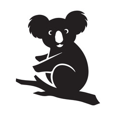 Black and White Koala Silhouette Illustration.