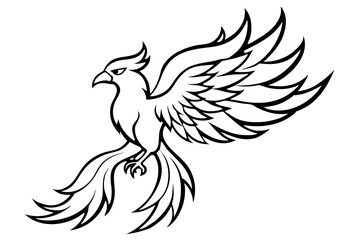 Obraz premium fenix bird line art silhouette vector illustration