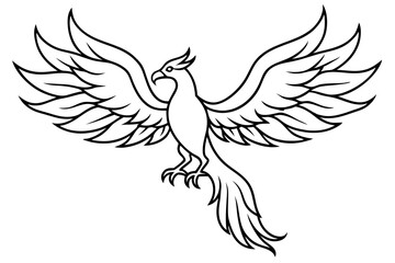 fenix bird line art silhouette vector illustration