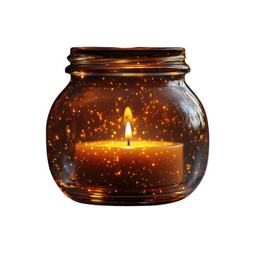3d Candle Inside Glass Jar isolated on white background