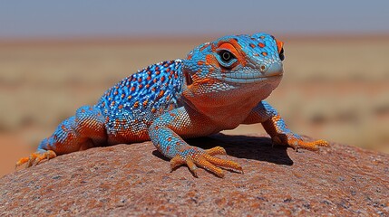 Vibrant lizard on desert rock