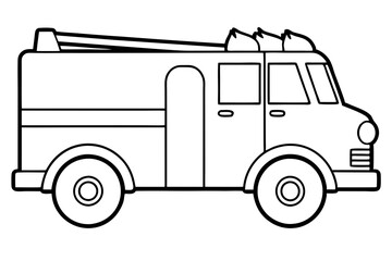 fire truck line art silhouette vector illustration