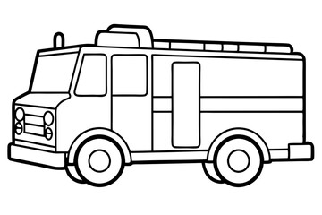 fire truck line art silhouette vector illustration