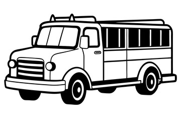 fire truck line art silhouette vector illustration
