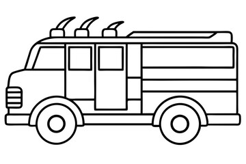 fire truck line art silhouette vector illustration