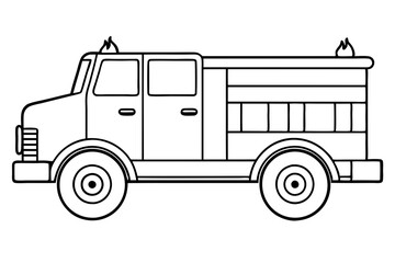 fire truck line art silhouette vector illustration