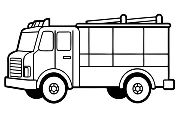 fire truck line art silhouette vector illustration