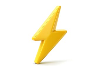 A vibrant yellow lightning bolt symbolizing speed, power, and energy against a stark white background.