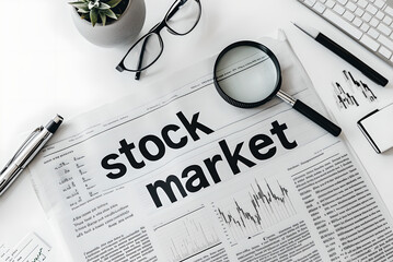 magnifying glass and newspaper