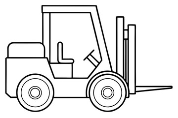 forklift line art silhouette vector illustration