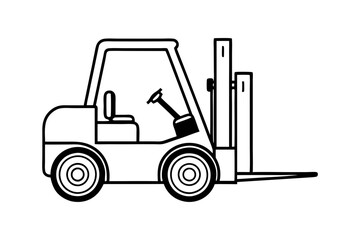 forklift line art silhouette vector illustration