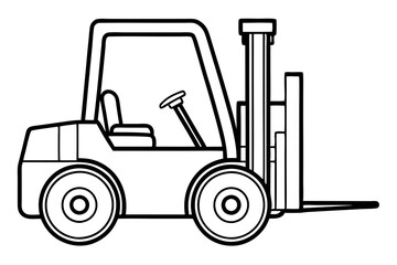 forklift line art silhouette vector illustration