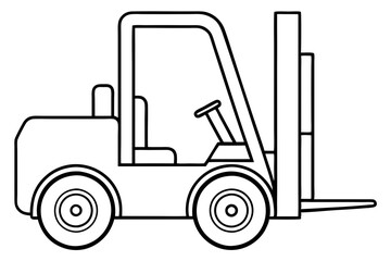 forklift line art silhouette vector illustration