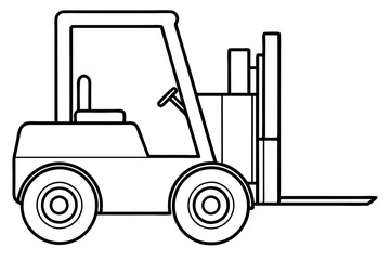 forklift line art silhouette vector illustration