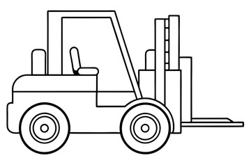 forklift line art silhouette vector illustration