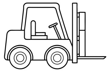 forklift line art silhouette vector illustration