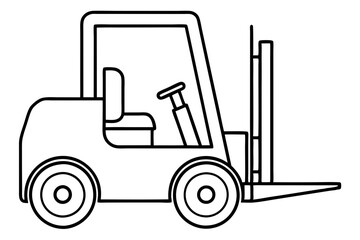 forklift line art silhouette vector illustration