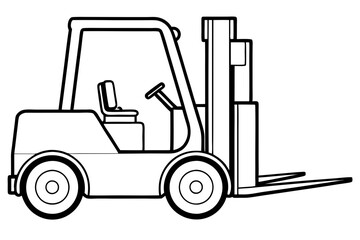 forklift line art silhouette vector illustration