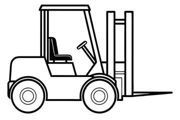 forklift line art silhouette vector illustration