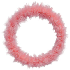 ピンクのファーの3DCGフレーム背景 フォトリアルなもふもふの毛皮のサークル