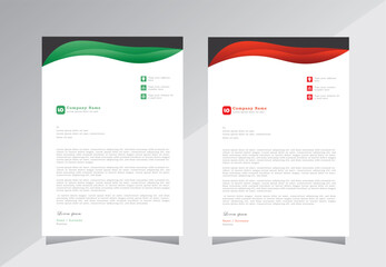 creative letterhead design for business, company letterhead template, A4 letter head design, red and green color letterhead. vector eps 10	