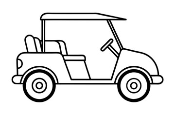 Fototapeta premium golf cart line art silhouette vector illustration