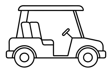 golf cart line art silhouette vector illustration