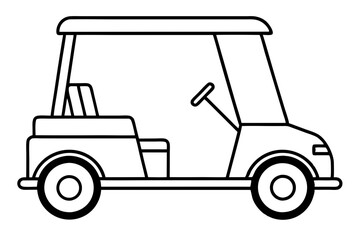 Fototapeta premium golf cart line art silhouette vector illustration