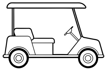 golf cart line art silhouette vector illustration