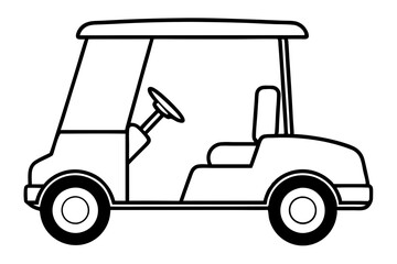 Fototapeta premium golf cart line art silhouette vector illustration