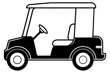 golf cart line art silhouette vector illustration