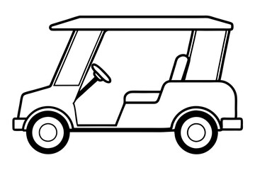 golf cart line art silhouette vector illustration