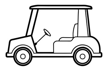 golf cart line art silhouette vector illustration