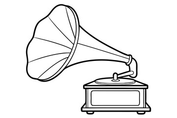 gramophone line art silhouette vector illustration