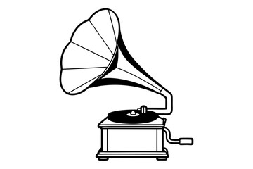 gramophone line art silhouette vector illustration