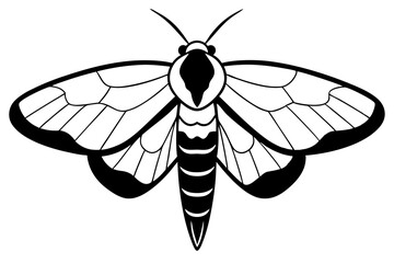 hawk moth line art silhouette vector illustration